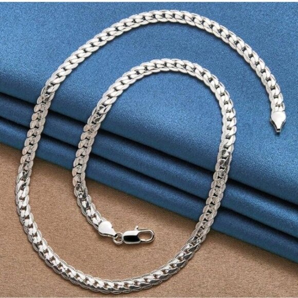 Jewelry - SILVER PLATED FLAT SNAKE CHAIN NECKLACE 22"